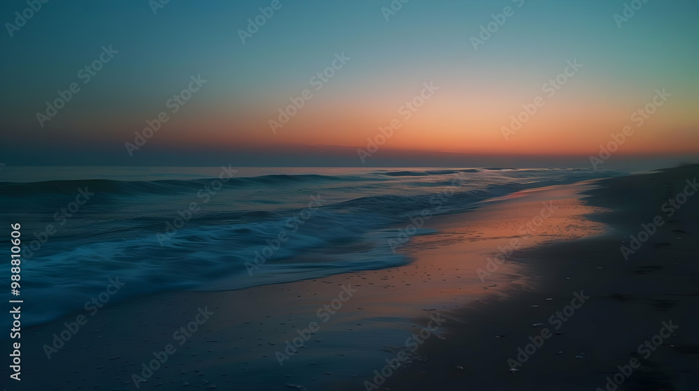Fototapeta premium Serene Sunset on a Sandy Beach