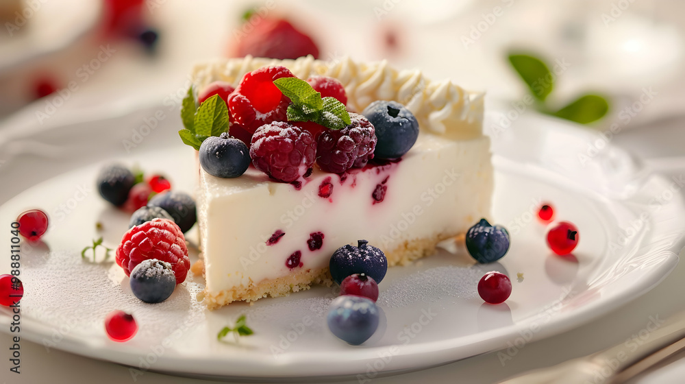 Delicious Cheesecake with Raspberries and Blueberries Delicious Cheesecake with Raspberries and Blueberries
