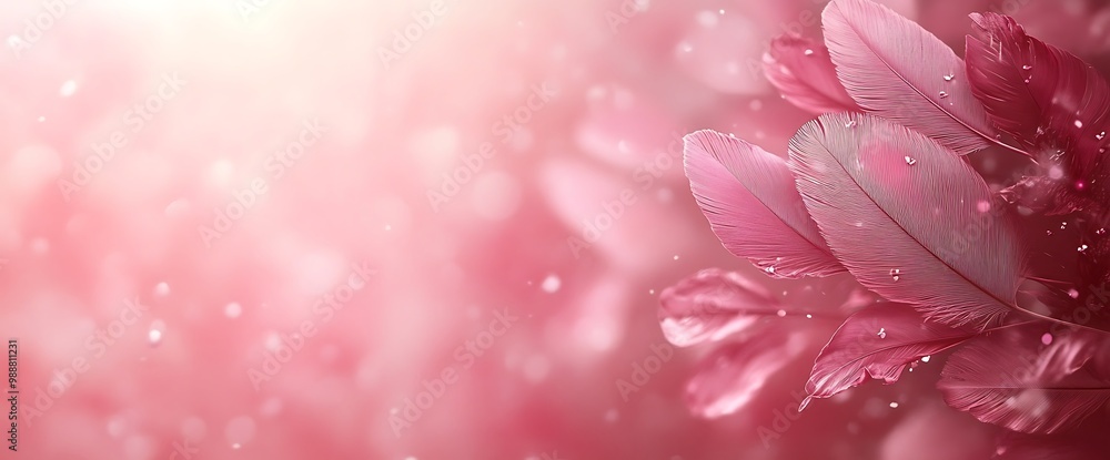 Delicate pink feathers on a soft, pink background. Delicate pink feathers on a soft, pink background.