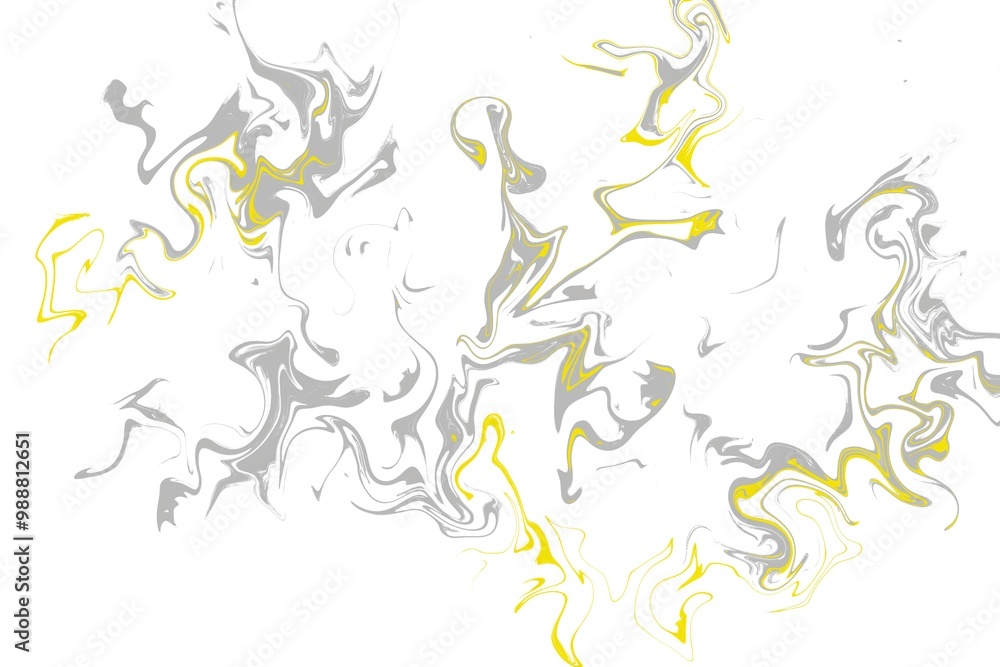 Obraz premium Liquid art texture. Abstract background with swirling paint effect. grey combined with yellow color. Painting with liquid acrylic that pours and splashes.