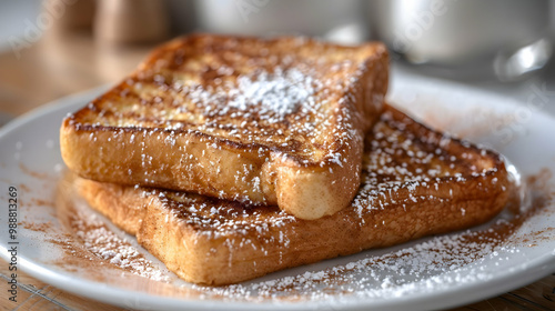 Delicious French Toast with Powdered Sugar and Cinnamon