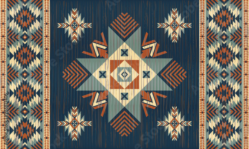 American tribal ethnic native pattern.Traditional Navajo,Aztec,Apache,Southwest and Mexican style fabric pattern.Abstract vector motifs pattern.For fabric,clothing,blanket,carpet,woven,wrap,decoration