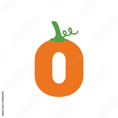 Logo con número 0 con forma de calabaza para tarjetas y felicitaciones de Halloween o del Día de Acción de Gracias