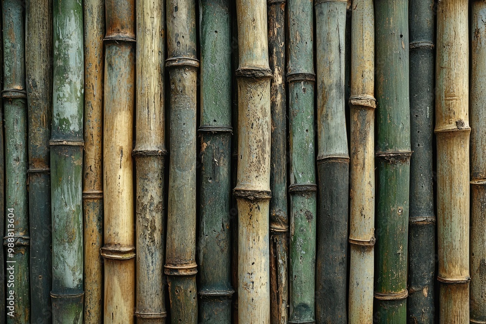 Close-up of a Weathered Bamboo Wall Close-up of a Weathered Bamboo Wall