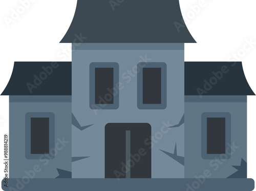 Old abandoned house giving chills with its broken windows and scary aspect for halloween