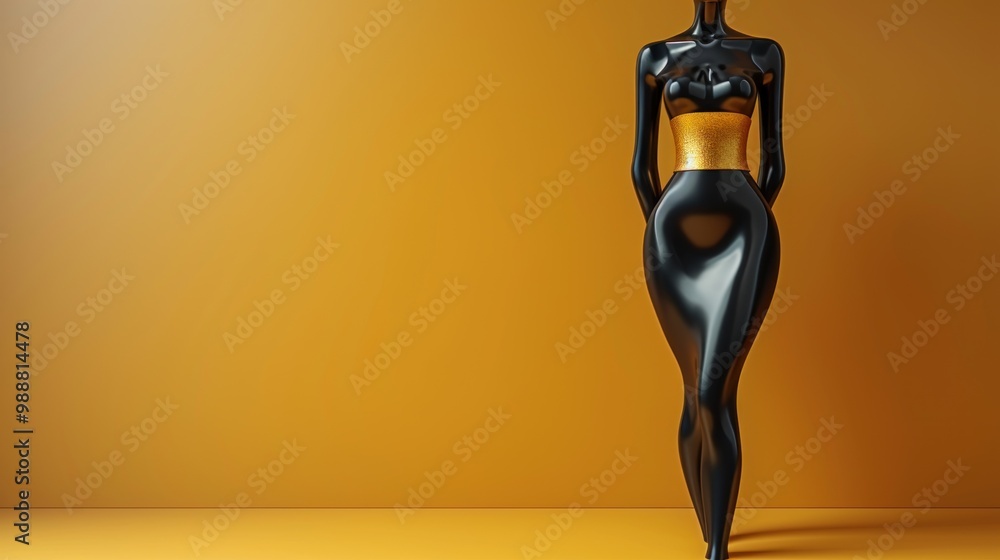 3d render of fashion shop display stand, black female body part with Gold Paint or Liquid. 3d render of fashion shop display stand, black female body part with Gold Paint or Liquid.