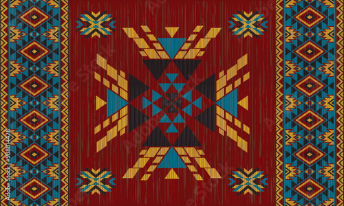 American tribal ethnic native pattern.Traditional Navajo,Aztec,Apache,Southwest and Mexican style fabric pattern.Abstract vector motifs pattern.For fabric,clothing,blanket,carpet,woven,wrap,decoration