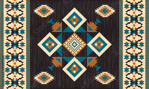 American tribal ethnic native pattern.Traditional Navajo,Aztec,Apache,Southwest and Mexican style fabric pattern.Abstract vector motifs pattern.For fabric,clothing,blanket,carpet,woven,wrap,decoration