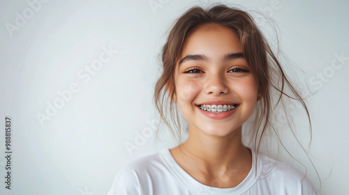 portrait of a woman with braces