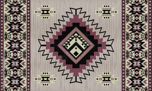American tribal ethnic native pattern.Traditional Navajo,Aztec,Apache,Southwest and Mexican style fabric pattern.Abstract vector motifs pattern.For fabric,clothing,blanket,carpet,woven,wrap,decoration