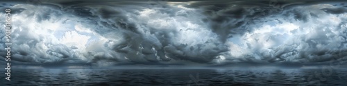 Seamless Clouds. Dark Stormy Sky with Ominous Black Clouds in 360Â° Aerial View