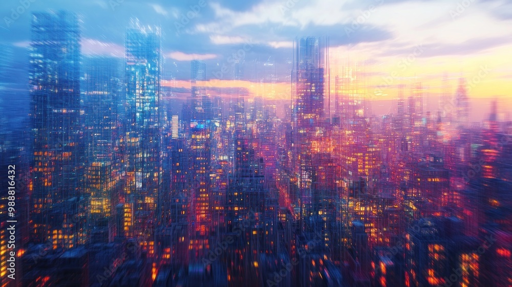 Fototapeta premium Cityscape at Sunset