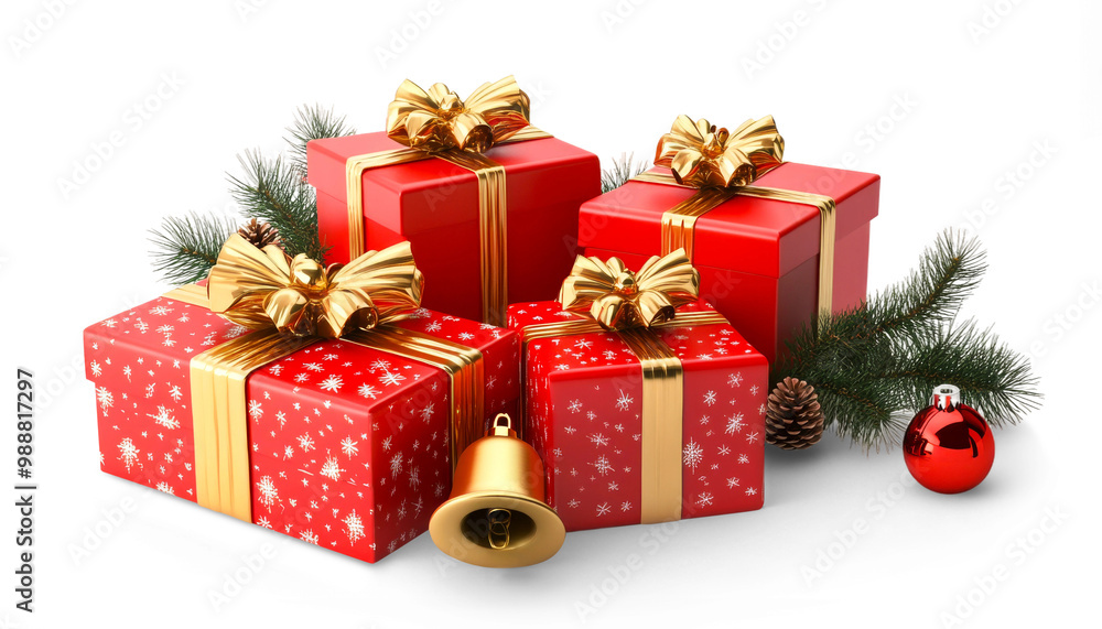 A group of red boxes with gold bows on top of a white background A group of red boxes with gold bows on top of a white background