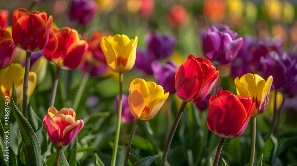 Vibrant Tulips in Bloom: A Colorful Spring Garden Vibrant Tulips in Bloom: A Colorful Spring Garden