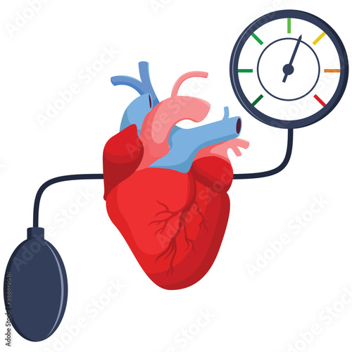 High blood pressure vector illustration. Tensimeter or sphygmomanometer vector illustration