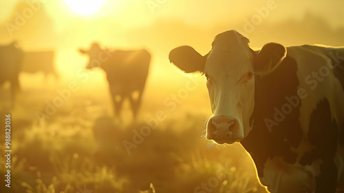 Cow Silhouetted in Golden Hour Light