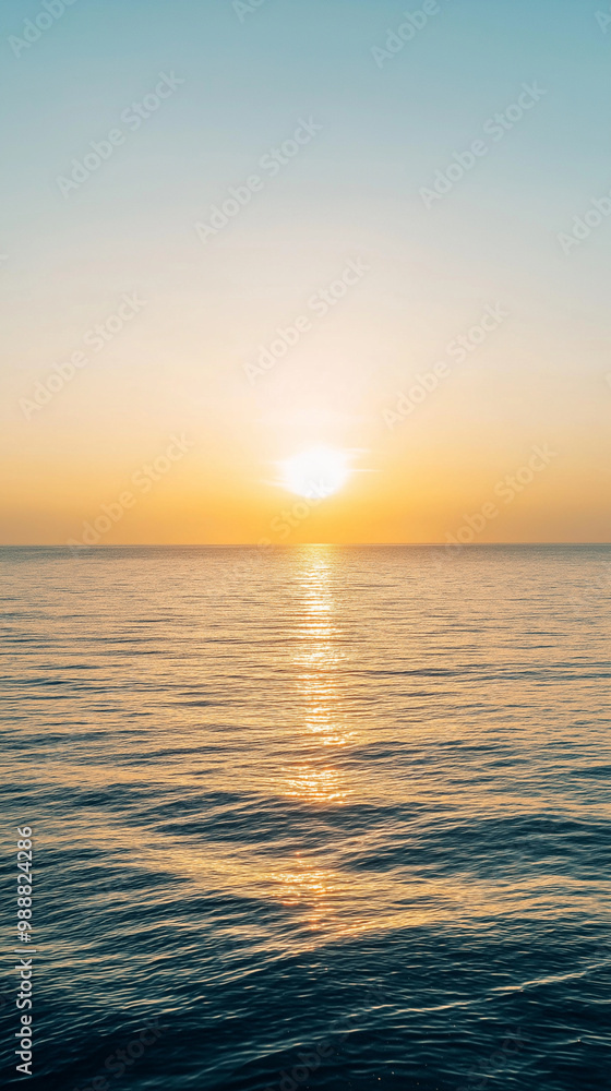 Tranquil ocean sunset with golden reflections on calm water, perfect for nature and relaxation themes Tranquil ocean sunset with golden reflections on calm water, perfect for nature and relaxation themes