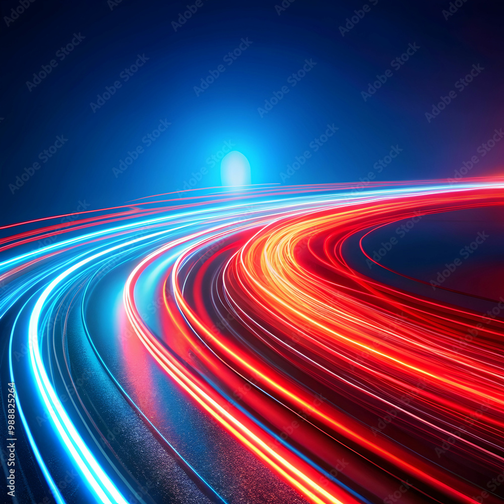 abstract red light trail on blue background abstract red light trail on blue background
