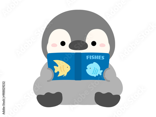 絵本を読むかわいいペンギン02