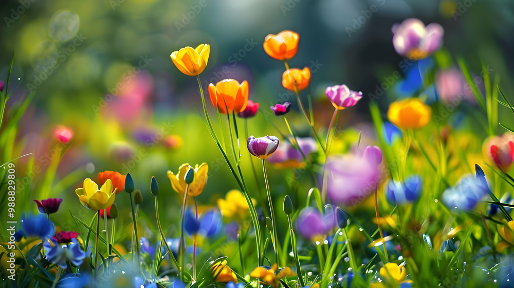 Vibrant Spring Flowers in a Meadow Vibrant Spring Flowers in a Meadow