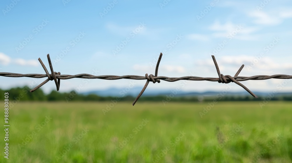 Barbed wire fence in the nature Barbed wire fence in the nature