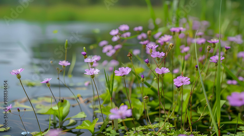 Delicate Pink Flowers Blooming on Water Surface