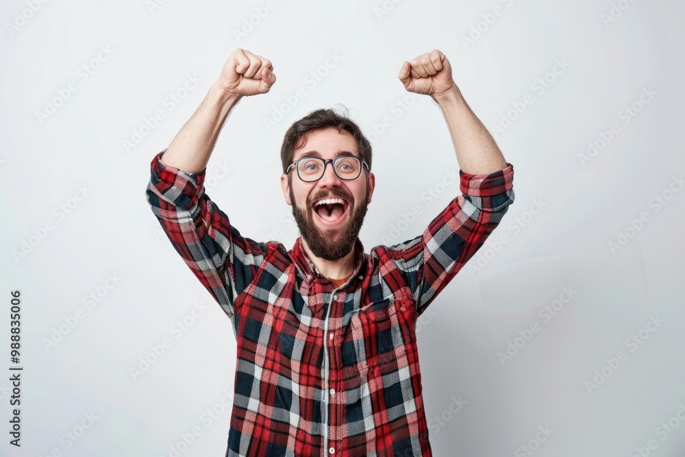 Fototapeta premium Excited man celebrating success