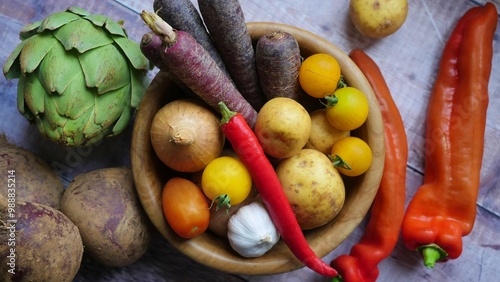 Selection of Mixed Vegetables, Raw Ingredients for Vegetarian Cookery