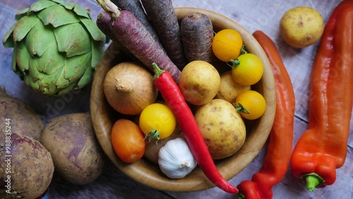 Selection of Mixed Vegetables, Raw Ingredients for Vegetarian Cookery