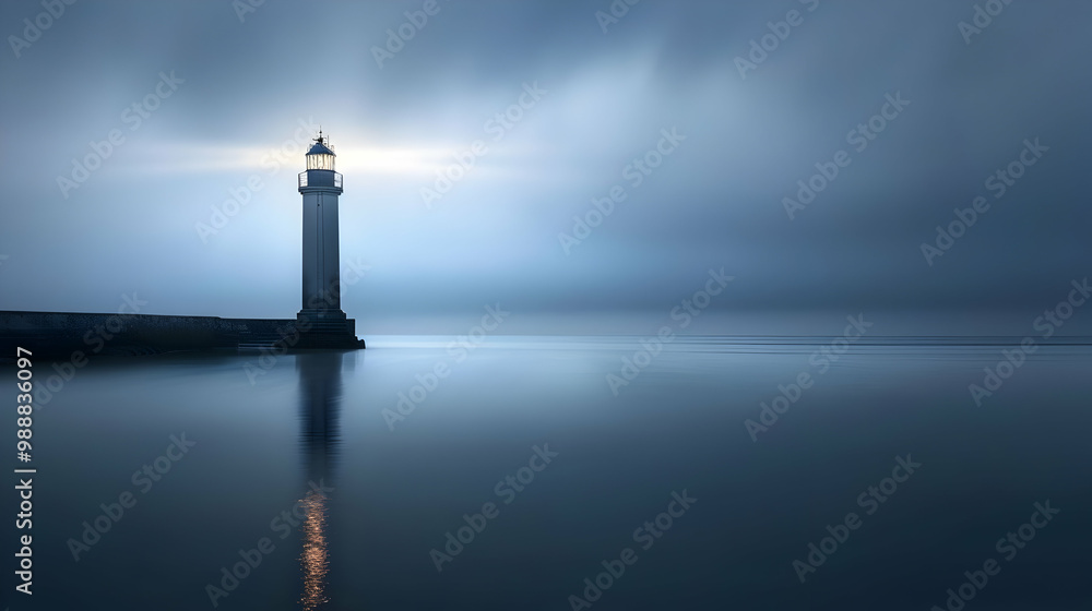 Fototapeta premium Lighthouse on the Coast at Dusk