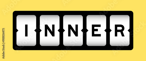 Black color in word inner on slot banner with yellow color background