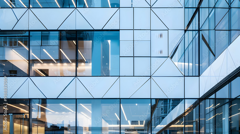 Obraz premium Modern Glass Facade with Geometric Patterns