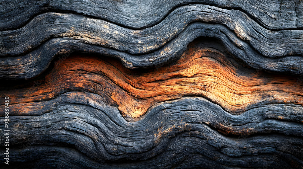 Charred Wood Texture with Wavy Lines - Illustration Charred Wood Texture with Wavy Lines - Illustration