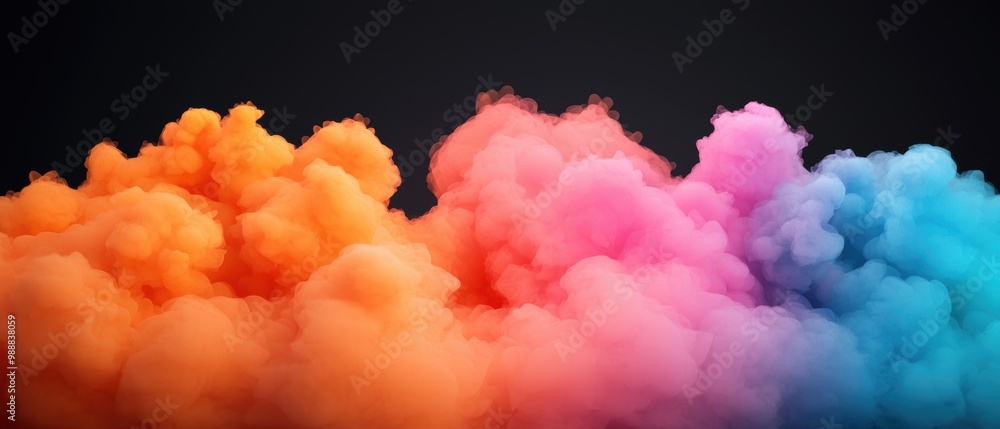 Colorful Smoke Clouds on Dark Background Colorful Smoke Clouds on Dark Background