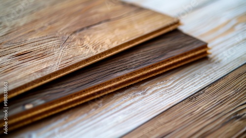Wallpaper Mural Close-up of layered wooden planks showcasing diverse shades and textures, revealing the intricate grain patterns and natural beauty of wood. Torontodigital.ca