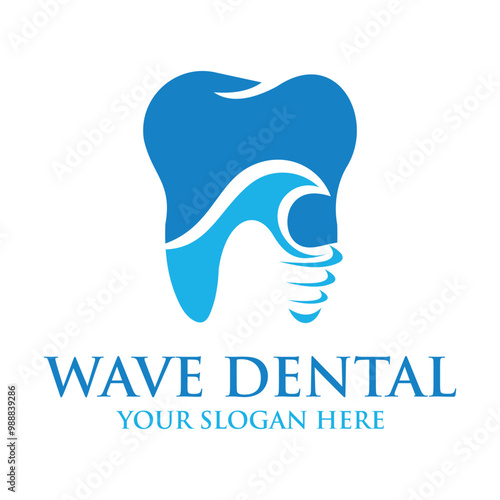 Ocean Wave Dental vector Logo Template
