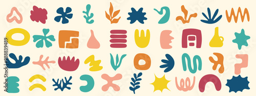 Hand-drawn abstract geometric shapes and forms. Trendy naive shapes set. Vector illustration.