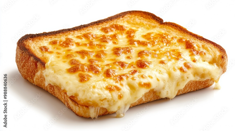 Golden Crusted Croque-Monsieur with Gooey Cheese on White Background Golden Crusted Croque-Monsieur with Gooey Cheese on White Background