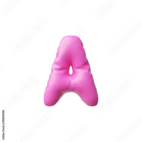 Vector illustration with a 3d vowel letter "A" in the form of a pink balloon