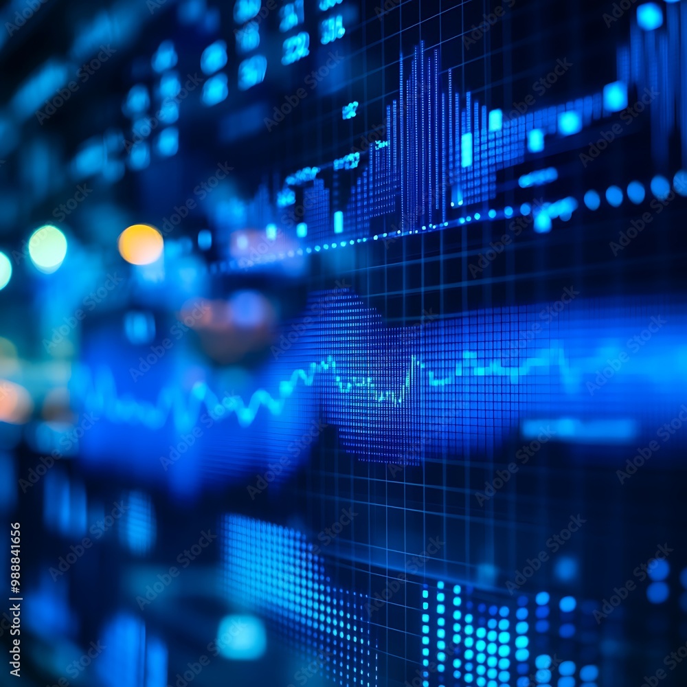 Abstract Blue Financial Data Graphs and Charts in a Digital Stock Market Interface Abstract Blue Financial Data Graphs and Charts in a Digital Stock Market Interface