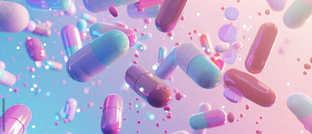 A vibrant composition of colorful capsules floating in an abstract space, symbolizing health and wellness. A vibrant composition of colorful capsules floating in an abstract space, symbolizing health and wellness.