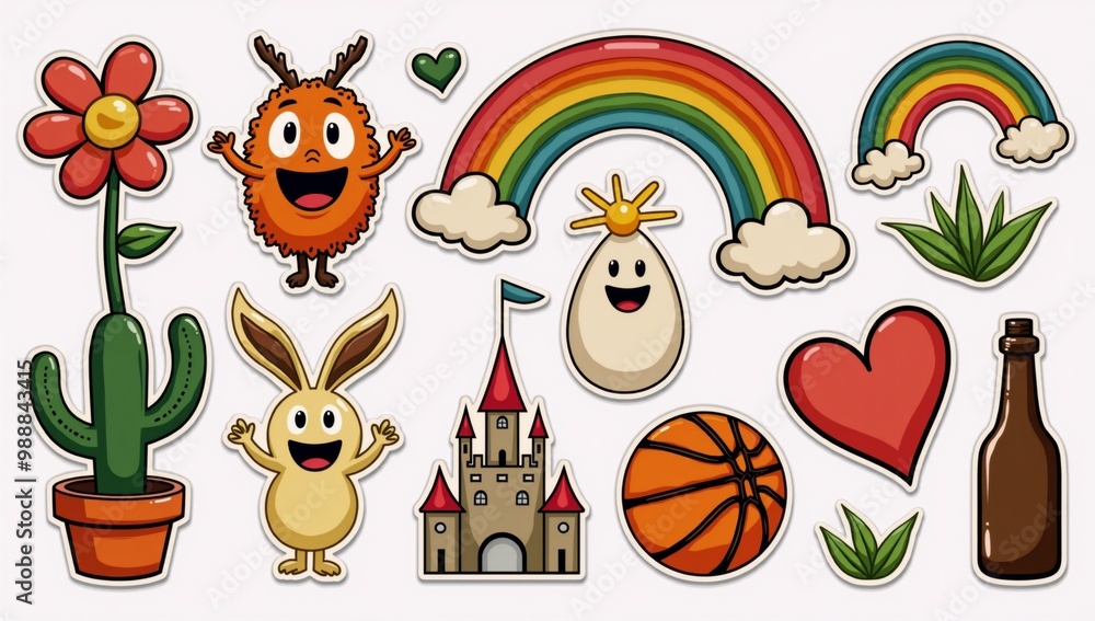 Fototapeta premium A bunch of stickers that are on a white background.