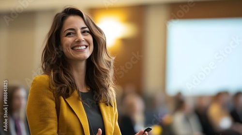 Confident Business Woman Engaging in QA Session