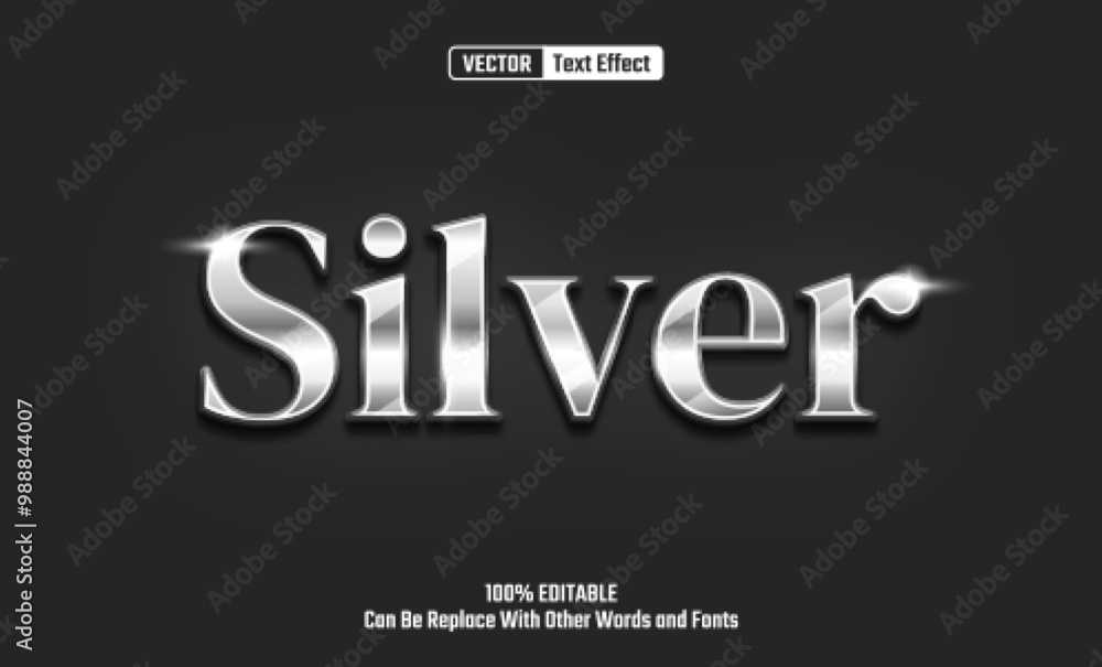 Silver Editable Vector Text Effect. Silver Editable Vector Text Effect.