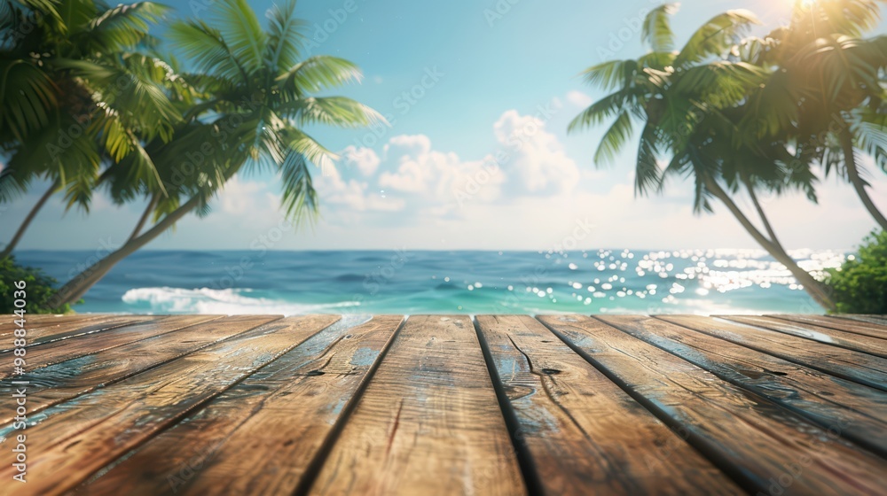 Beautiful tropical view with serene ocean and palm trees against a clear sky, perfect for travel and relaxation themes. Beautiful tropical view with serene ocean and palm trees against a clear sky, perfect for travel and relaxation themes.