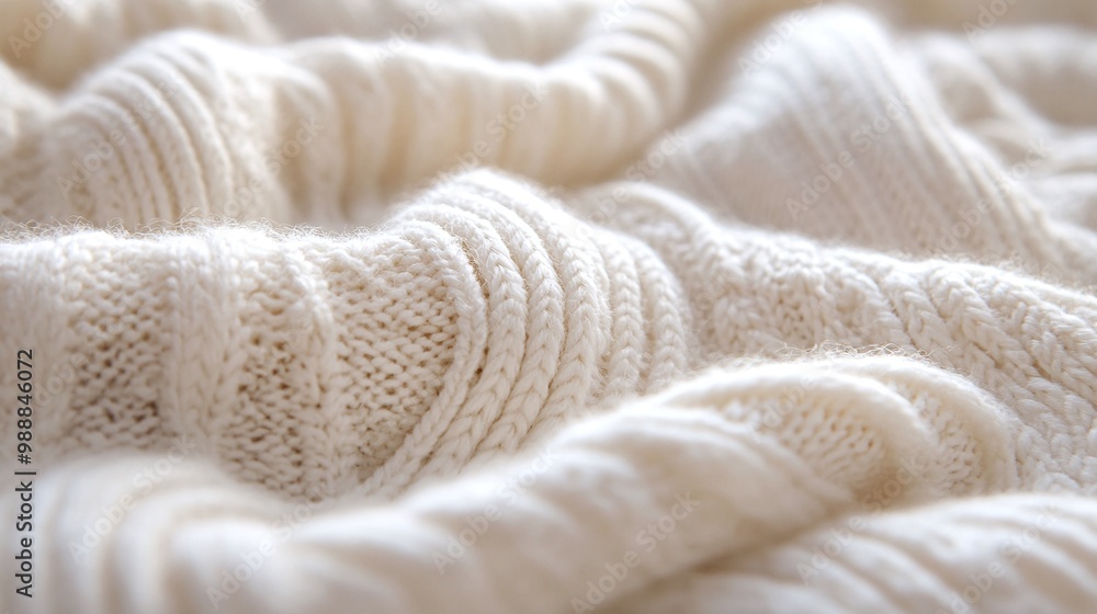 close-up of soft white knitted fabric texture, showcasing the warmth and coziness of this textile material background, perfect for enhancing any home decor or apparel design with comfort close-up of soft white knitted fabric texture, showcasing the warmth and coziness of this textile material background, perfect for enhancing any home decor or apparel design with comfort