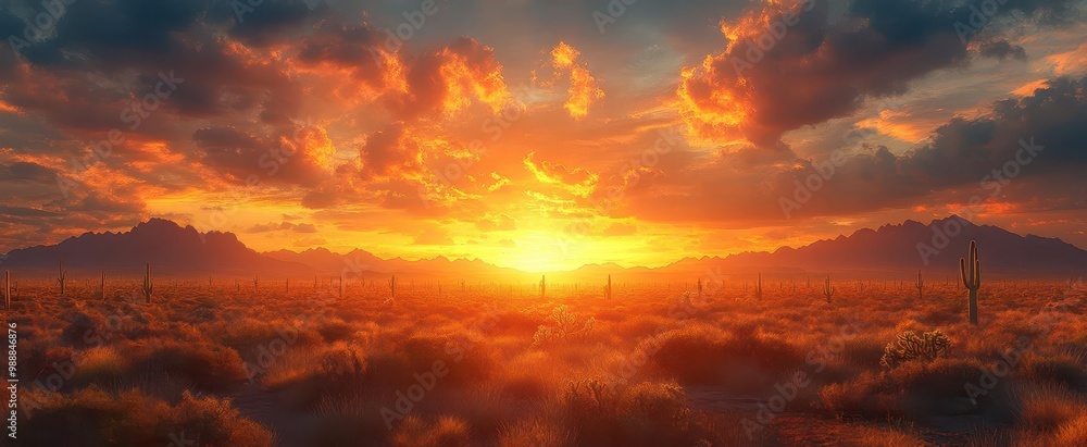 arizona desert landscape at golden hour towering saguaro cacti silhouetted against a dramatic sunset sky rugged mountains in distance warm earth tones dominate arizona desert landscape at golden hour towering saguaro cacti silhouetted against a dramatic sunset sky rugged mountains in distance warm earth tones dominate