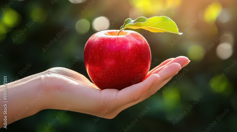 an apple held in a hand, symbolizing temptation, choice, and the concept of natural beauty an apple held in a hand, symbolizing temptation, choice, and the concept of natural beauty