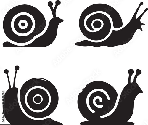 Snail silhouette, Snail icon, Snail vector, 