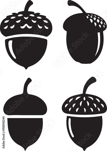 Acorn silhouette, Acorn icon, Acorn vector, 